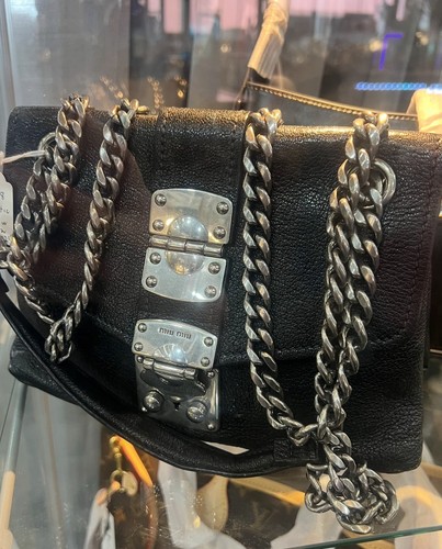 Miu black leather shoulder - miu,