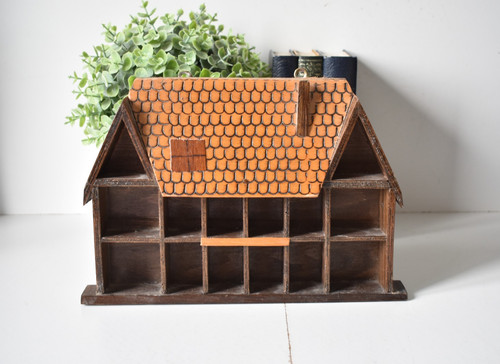 Vintage wooden house thimble - house,
