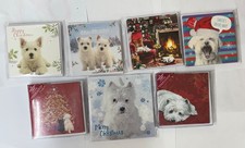 Pack of 5 or 10 small square Christmas cards choice of 7 Westie dog designs