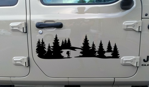 Hiker forest scene vinyl - hiker,