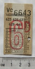 Vintage: 6d ticket London Transport T&T - 623, 625, 527, 629, 641