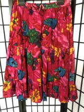 Women’s Size XL Floral Tiered Midi Skirt Handmade. Gypsy Boho Elasticated Waist.