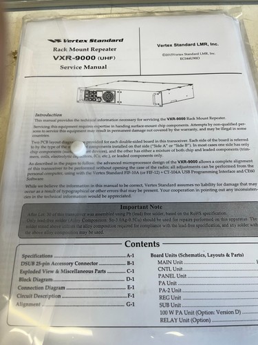 Vertex standard vxr 9000 uhf - standard, vxr-9000