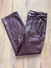 Marks and Spencer Claret Faux Leather Straight Leg Trousers Size 8 Short BNWT