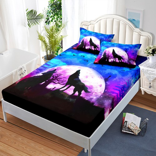 Moonlit night wolf bedding - moonlit,
