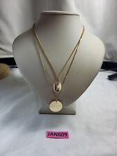H&M Gold Layered Shell Pendant Statement Necklace Costume Jewellery JAN609