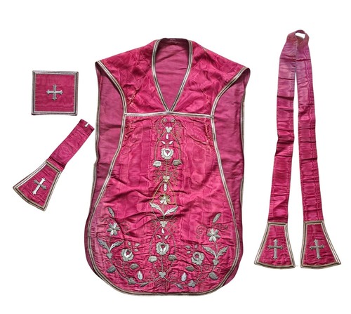 Antique red chasuble ornate - red, chasuble,
