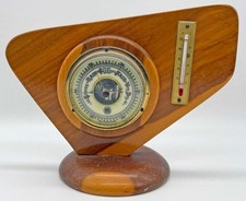 Vintage Huger Barometer & Thermometer Made West Germany Mounted in Mulga Wood