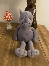 Russ Berrie Standard Rhino Soft Toy 14” Grey Rhinoceros Plush Excellent Cond