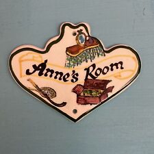 Toni Raymond Pottery Name Plate Anne's Room Anne Ceramic 1960s Vintage