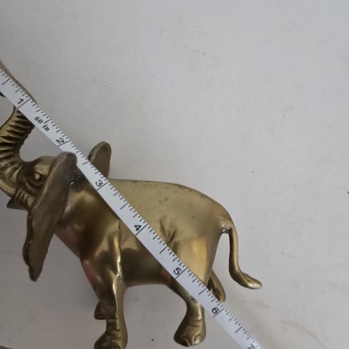 Small brass trunk elephant - small,