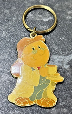 Vintage 1980's Enamel Metal Keyring Key Chain Tetley Tea