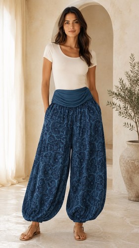 Ladies printed harem trousers - ladies,