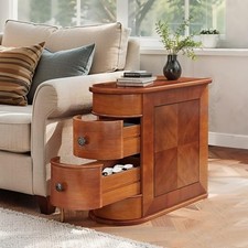 Slim walnut side table, 2