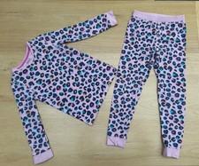 Marks & Spencer Pink Leopard Print Pyjamas Pyjama Set, 7-8 years