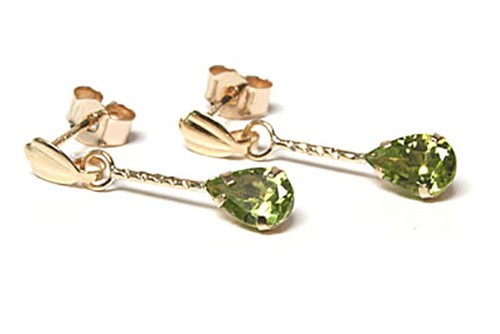 9ct gold peridot earrings - gold,