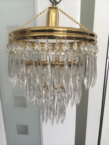 Pair vintage icicle crystal
