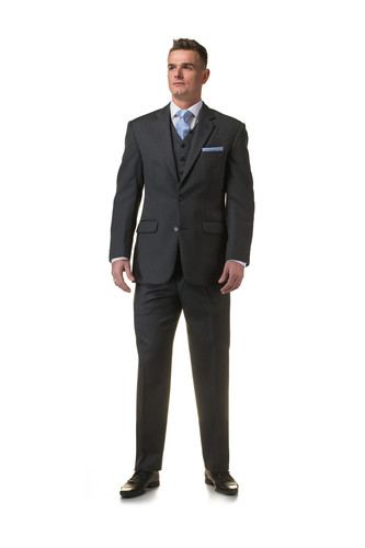 Grey herringbone wool suit - herringbone,