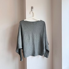 Vintage Wool Chunky Ribbed Draped Batwing Jumper M Minimalist Whimsygoth Grunge