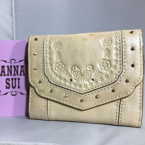 Anna sui leather wallet - wallet, beige