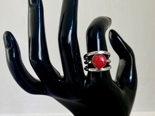 Sterling silver red sponge - silver,