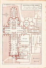 1938 Westminster Abbey Plan London Antique Map Plan