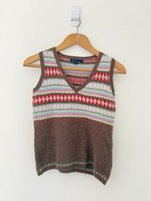 Boden Sweater Vest M Brown Fair Isle Sleeveless Knitted Tank Top Christmas