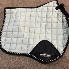 Gallopshop Saddle Pad Quilted Aqua With Black & White Binding.  Cob/ Pony