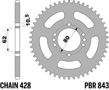 PBR Rear Sprocket in Steel C45 for YAMAHA 125 TT-R -L /LE 2002-2022 54T