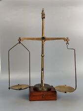 Victorian Portable Gilt Brass Balance Scale with cased weights Ludwig Oertling