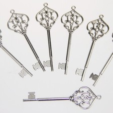 50x Metal Santa Keys Skeleton Antique Tibetan Silver Large Charm Pendant Vintage