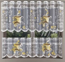 Kitchen Cafe Net Curtain Coffee WIDTH Sold by metres HEMMED - DROP 20" or 28" 