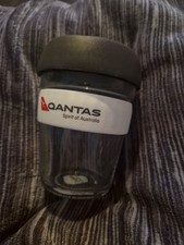 QANTAS AIRLINE Keep Cup Glass M 12oz 340ml Coffee Tea Travel Mug Reusable 