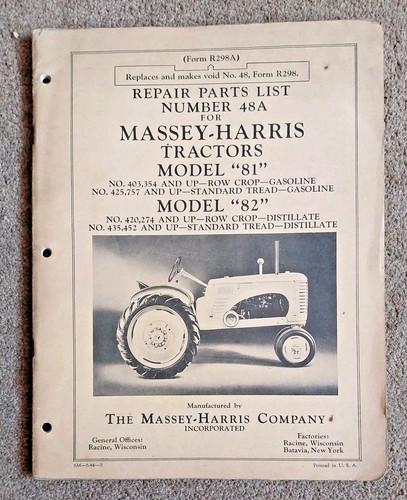 Repair parts list - parts, for