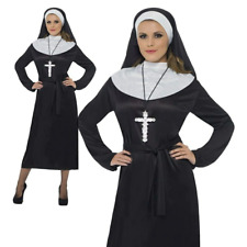 Adult Nun Costume Ladies Sister Act Fancy Dress Sexy Religious Outfit UK 8-22