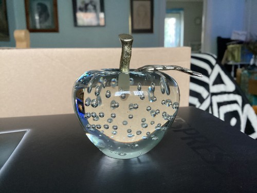 Solid glass apple paperweight - solid,