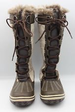 Alpine Fur Lined Cream & Brown Quilted Waterproof Lace Up Snow Boots- UK 5