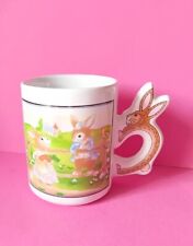 Rabbit-Themed Mug with Rabbit-Shaped Handle, Ceramic, Spring Mug, Easter Mug