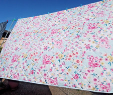 Catherine Lansfield quilted lightweight throw. Duck egg blue/pink flowers.