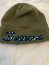 Supreme Khaki Olive Beanie Hat Diamanté New Era