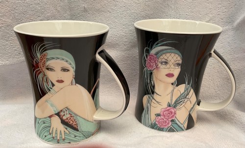 Pair art deco mugs clara - art,
