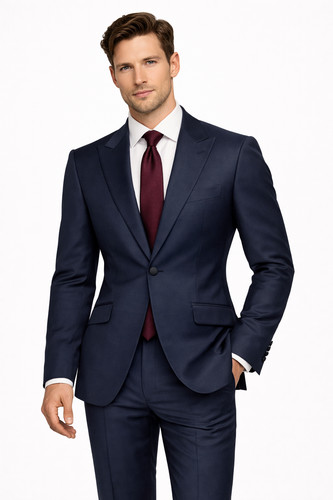 Navy blue wool suit - navy,