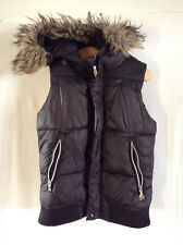 Women's G-Star Hooded Gillet with detachable Fake Fur Collar size Medium Black