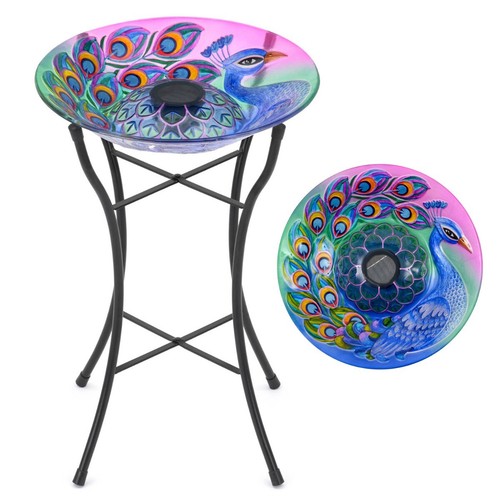 Glass bird bath solar - bath,