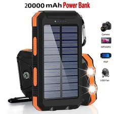 Portable Solar Power Bank Solar Mobile Phone Charger Camping 20000mAh