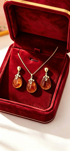 Gold tone amber teardrop stone - amber,
