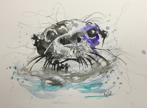 Original otter ink - otter, sketch