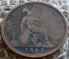 1865 VICTORIAN ONE PENNY COIN