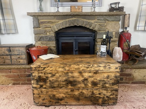 Old antique pine chest - old,