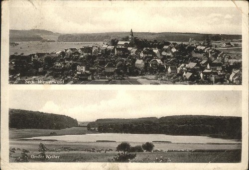 Seck city panorama - seck, pond